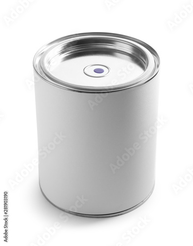 Closed blank can of paint isolated on white