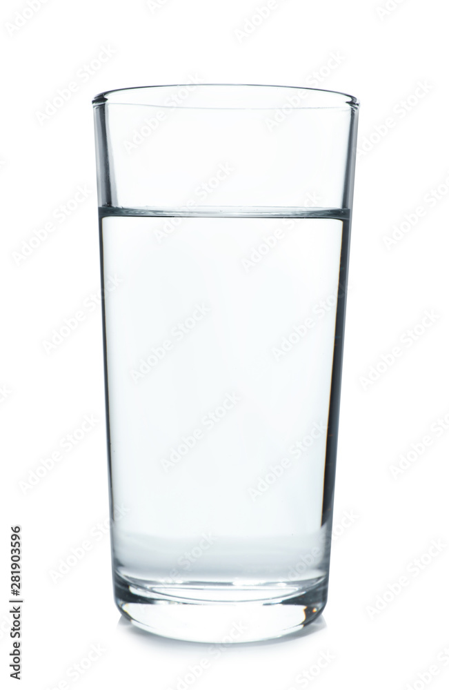 Glass of cold clear water on white background. Refreshing drink Glass of cold clear water on white background. Refreshing drink