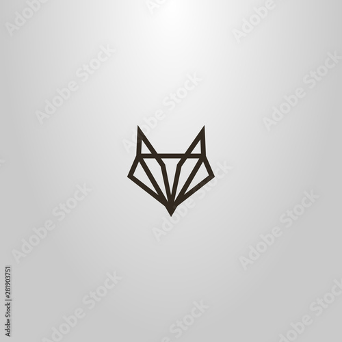 black and white simple vector line art geometric sign of an abstract fox or wolf head