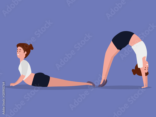 healthy women training yoga exercise