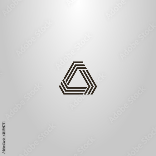 black and white simple vector line art sign modern futuristic triangular structure of three lines with obtuse angles