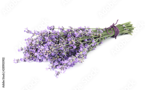 Fototapeta Naklejka Na Ścianę i Meble -  Beautiful tender lavender flowers on white background