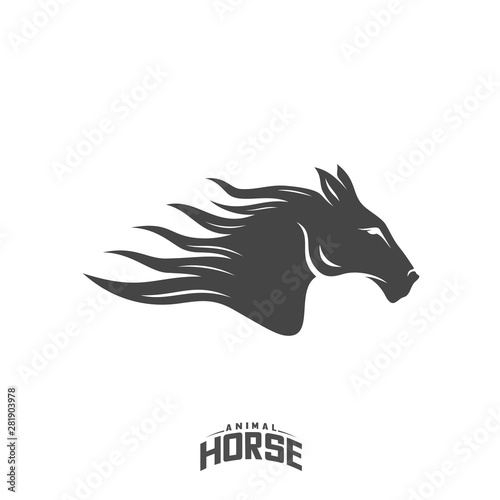 Head Horse logo design vector. Horse Fire logo template. Illustration Vector