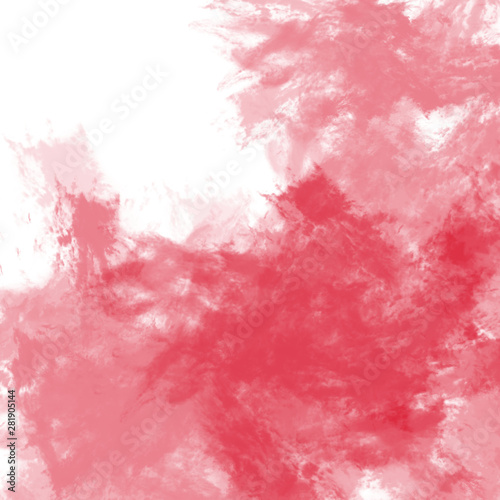 red hand drawn watercolor cloudscape background pattern with different gradients, fringed borders and white corner 