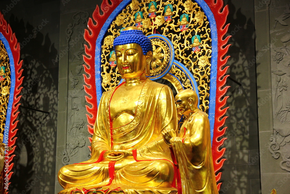 golden bodhisattva GUANYIN carving in Thailand