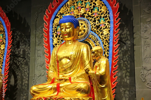 golden bodhisattva GUANYIN carving in Thailand