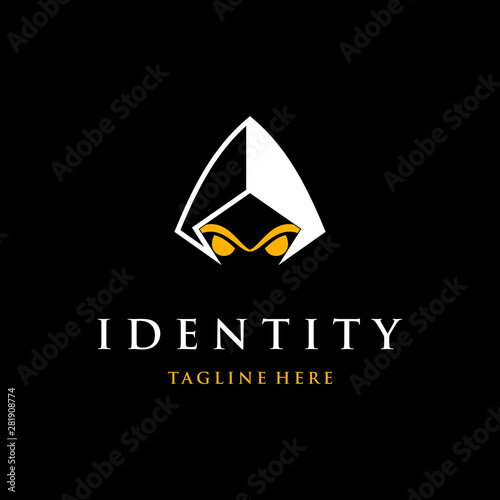 Mysterious man in a hood on a dark background. Made on a urban style in the category of underground street art. Hacker logo design Vector With Illustration