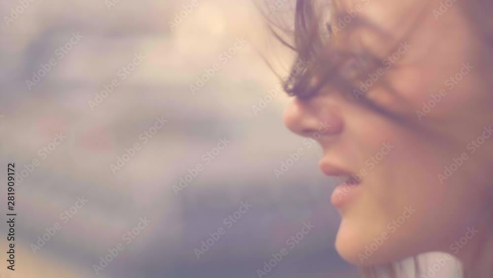 Sensual slow motion scene of a young woman