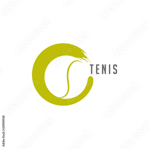 A silhouette logo about a tennis ball.