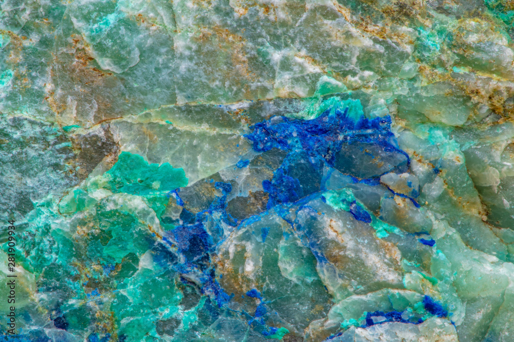 Malachite and azurite from Kundl in Tyrol (Austria). Concept rocks and minerals.