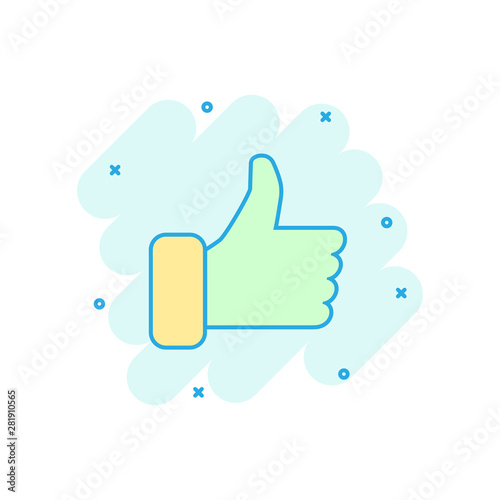 Do's sign icon in comic style. Like vector cartoon illustration. Yes, thumb up business concept splash effect.