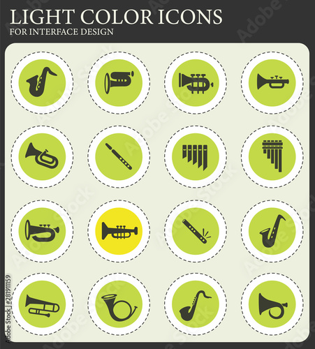wind instruments icon set