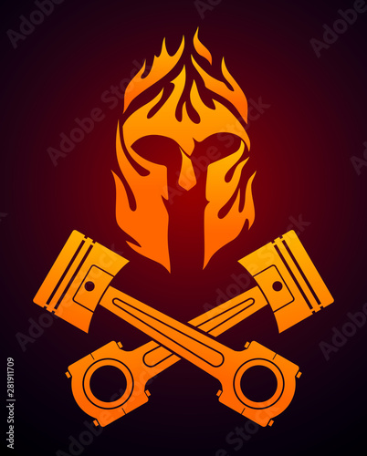 Spartan Gold Racing Abstract Flaming Helm