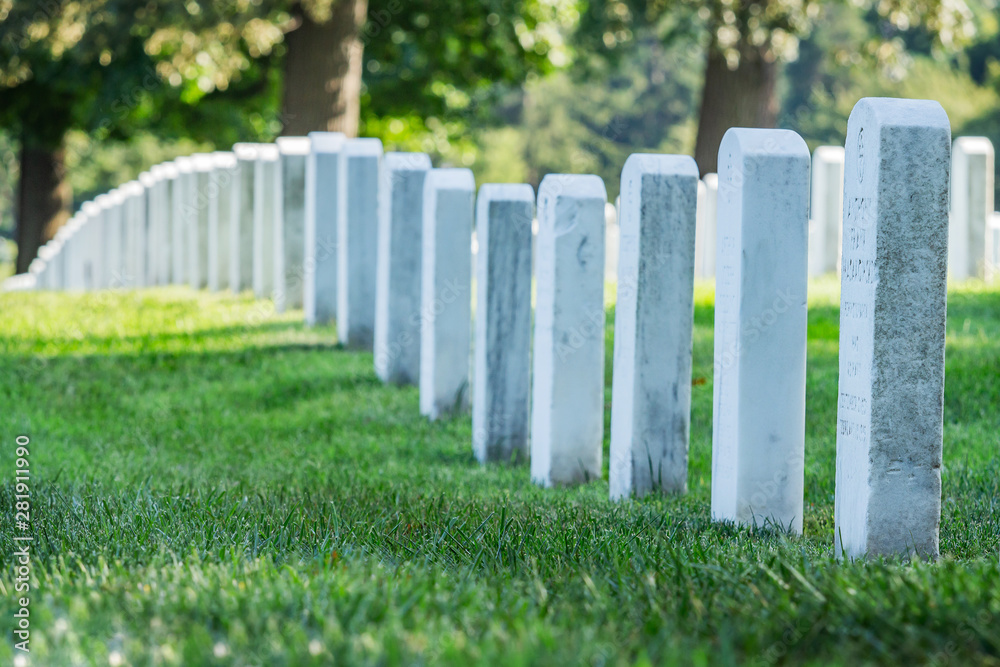 Grave stones in Arlington cemetery, Arlington, Virginia, USA.
