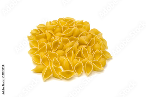 pasta conquilled on a white background isolated