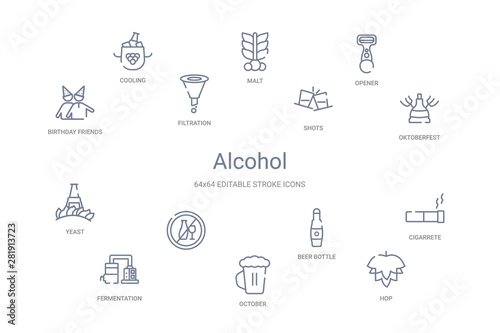alcohol concept 14 outline icons