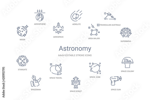 astronomy concept 14 outline icons