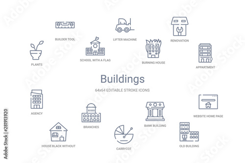 buildings concept 14 outline icons