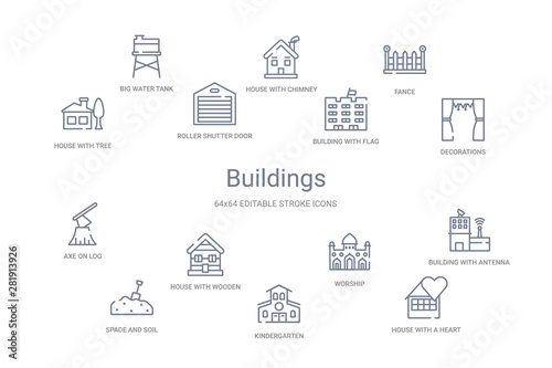 buildings concept 14 outline icons