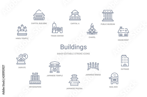 buildings concept 14 outline icons