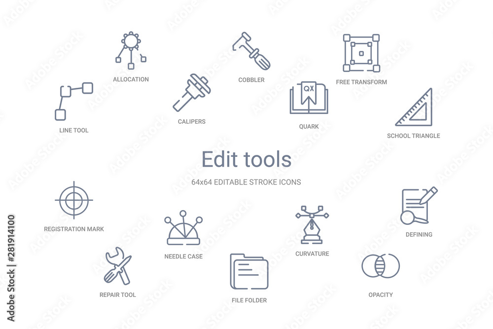 edit tools concept 14 outline icons