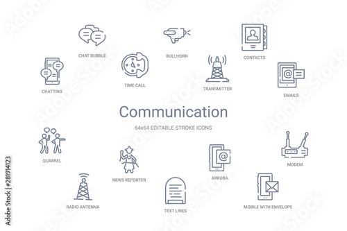 communication concept 14 outline icons