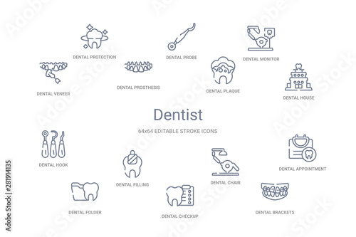 dentist concept 14 outline icons