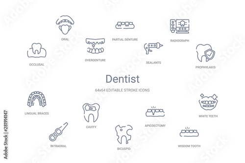 dentist concept 14 outline icons