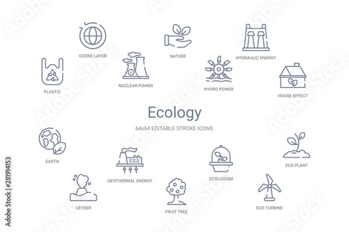 ecology concept 14 outline icons