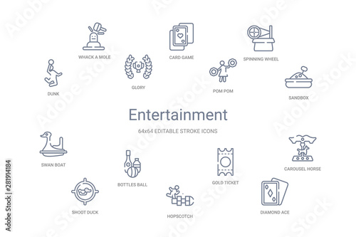 entertainment concept 14 outline icons