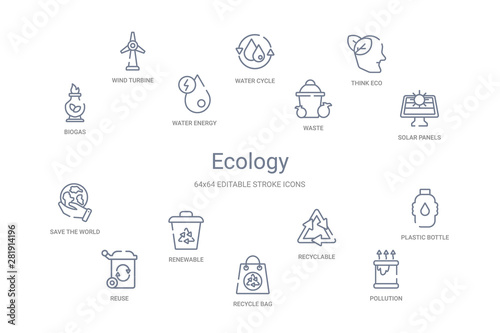 ecology concept 14 outline icons