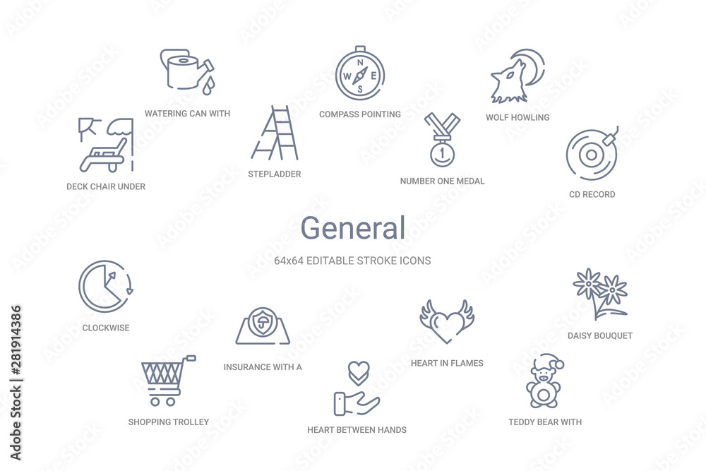 general concept 14 outline icons