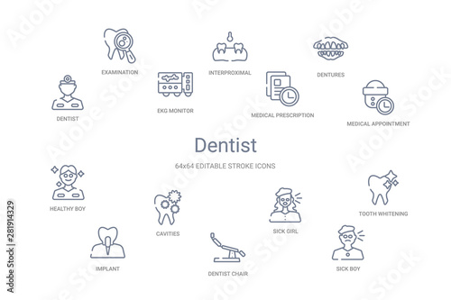 dentist concept 14 outline icons