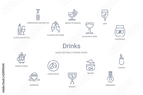 drinks concept 14 outline icons