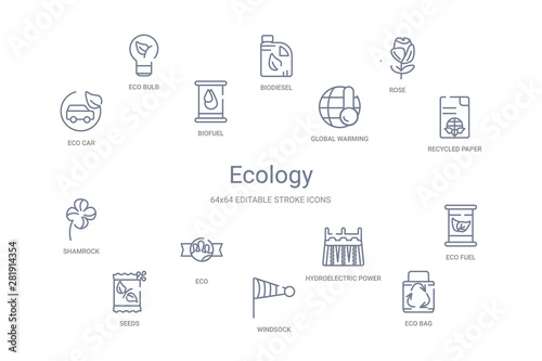 ecology concept 14 outline icons