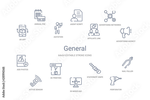 general concept 14 outline icons