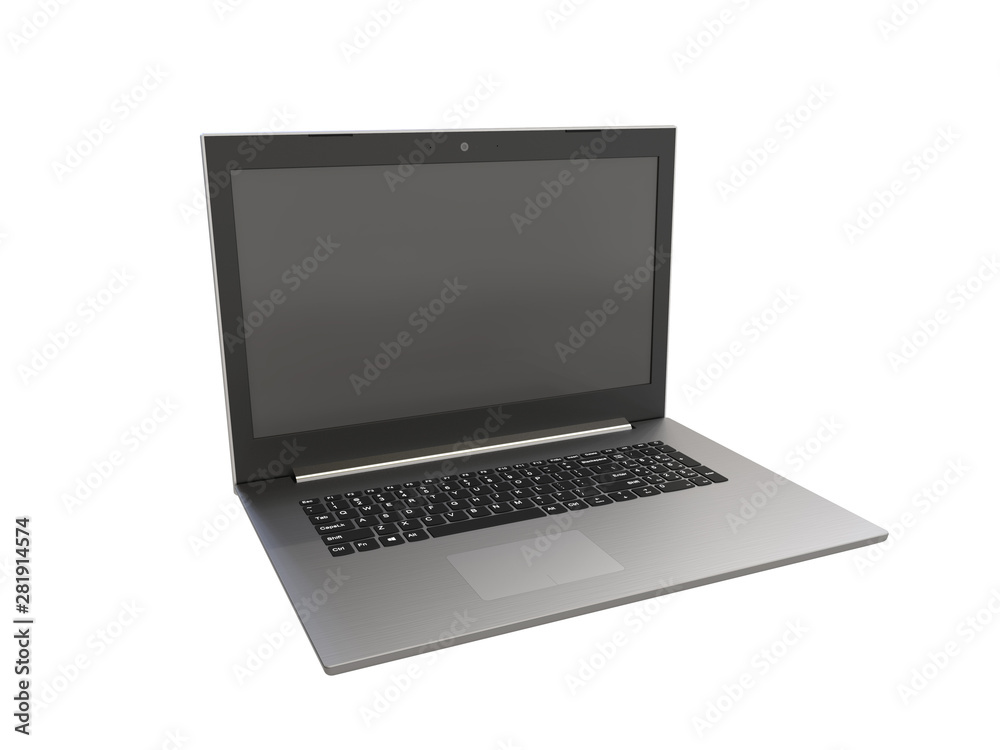 Laptop isolated on a white background. Image with clipping path. 3D rendering. Laptop isolated on a white background. Image with clipping path. 3D rendering.