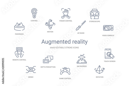 augmented reality concept 14 outline icons