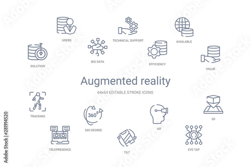 augmented reality concept 14 outline icons