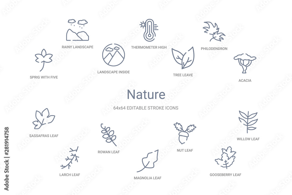 nature concept 14 outline icons