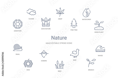 nature concept 14 outline icons