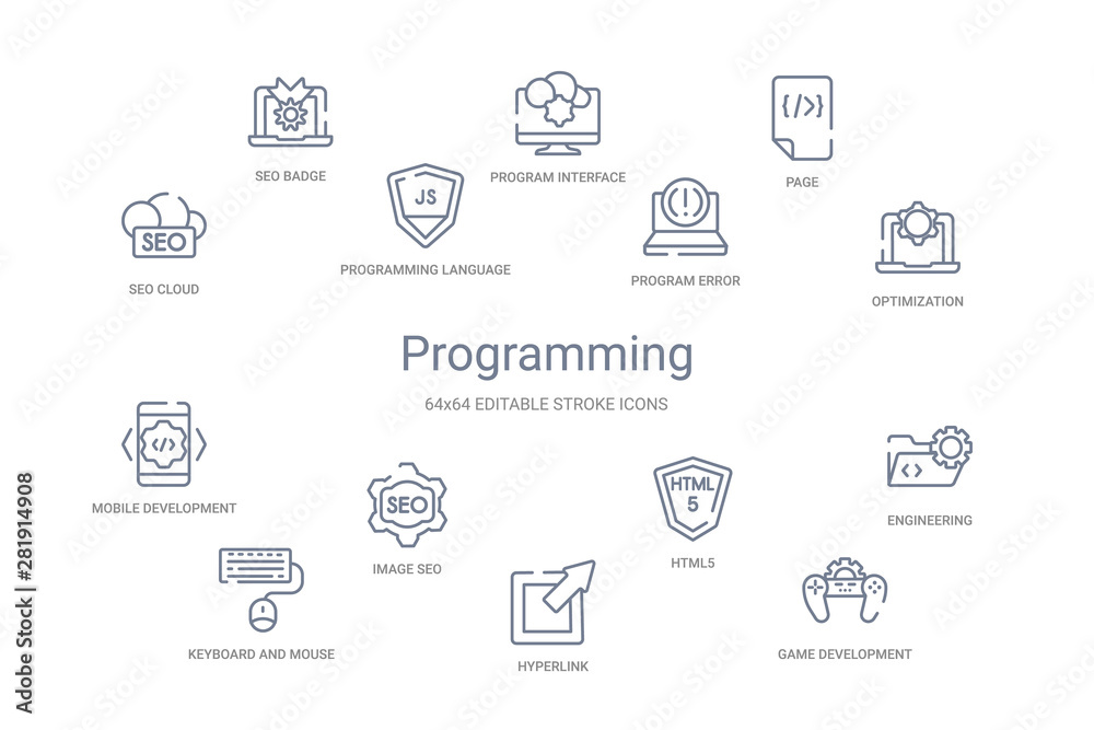 programming concept 14 outline icons