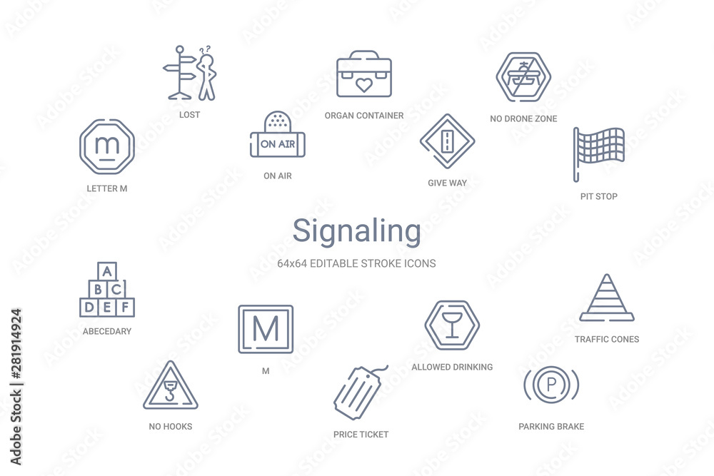 signaling concept 14 outline icons signaling concept 14 outline icons