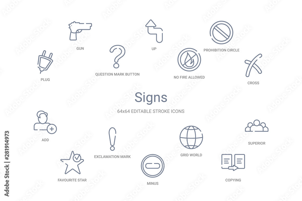 Fototapeta premium signs concept 14 outline icons