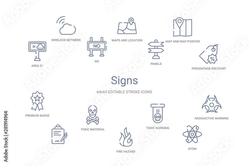 signs concept 14 outline icons