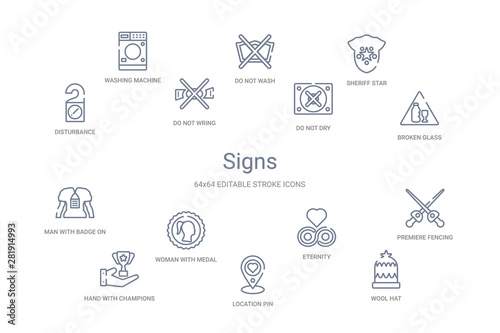 signs concept 14 outline icons