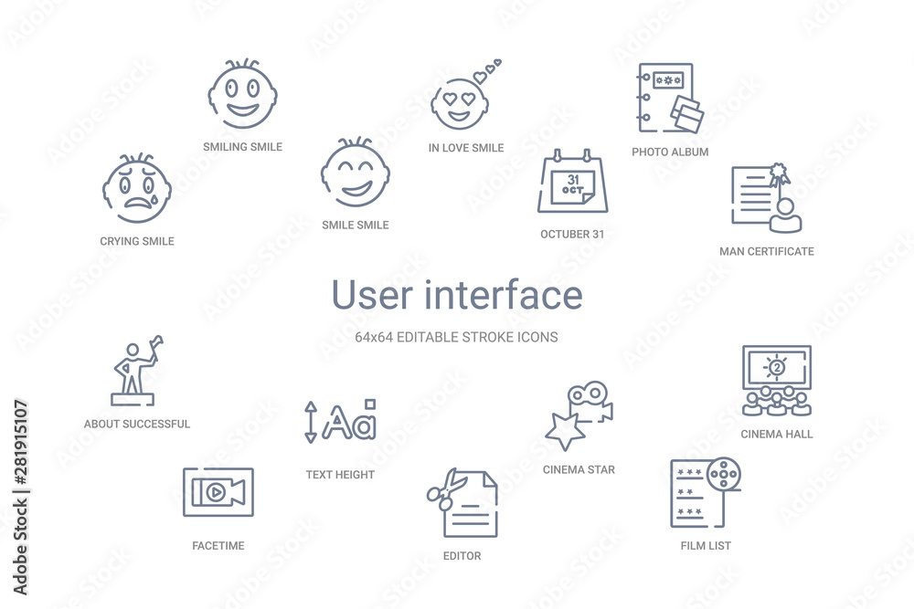 Fototapeta premium user interface concept 14 outline icons