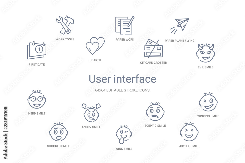 Fototapeta premium user interface concept 14 outline icons