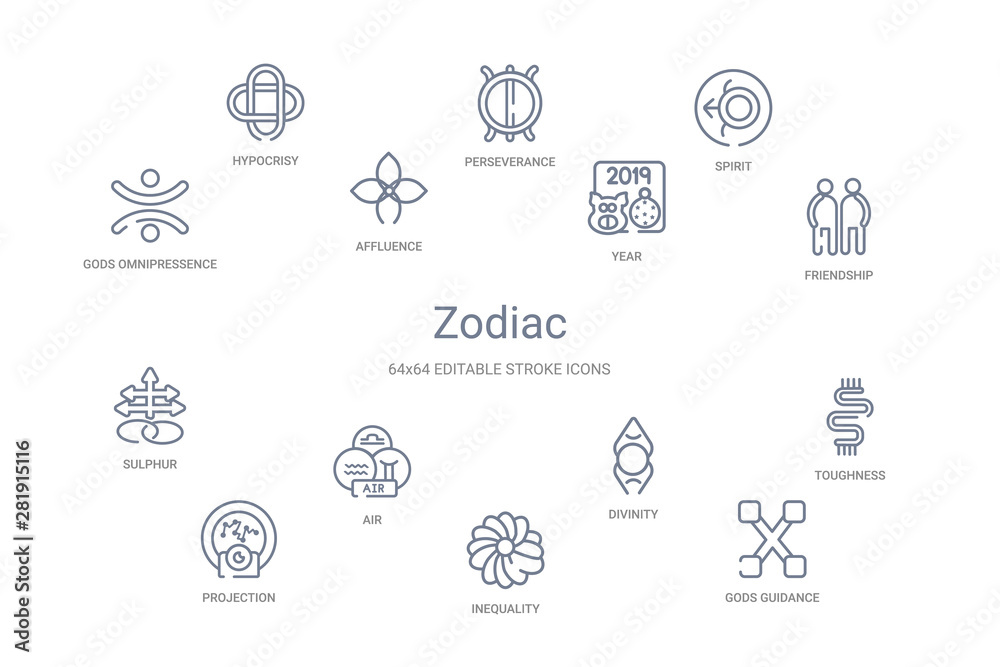 Naklejka zodiac concept 14 outline icons