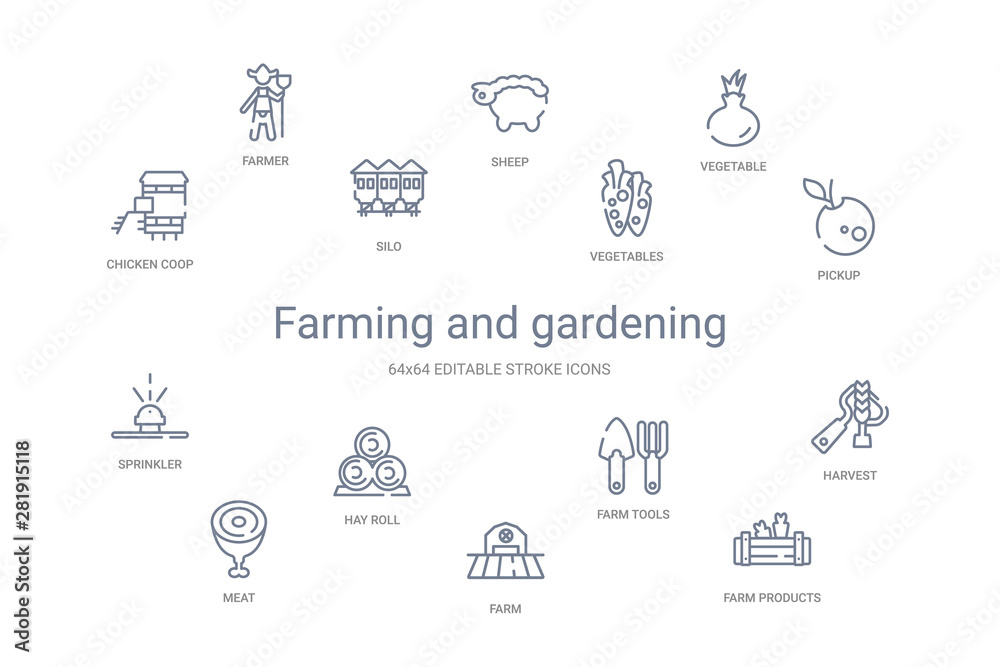 © zaurrahimov - farming and gardening concept 14 outline icons © zaurrahimov - farming and gardening concept 14 outline icons